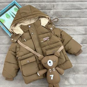 کاپشن اسپرت بچگانه طرح تدی همراه با کیف کد ۱۸۳