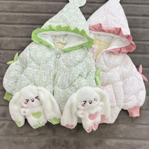 کاپشن دخترانه نقلی طرح جوجه همراه با کیف ست کد ۱۱۹