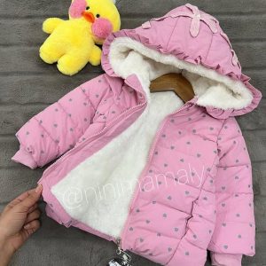 کاپشن نقلی دخترانه طرح قلبی با رویه برزنتی و داخل ببعی کد ۲۱۷